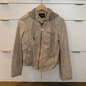 Cole Haan Leather Jacket with Removable Hood